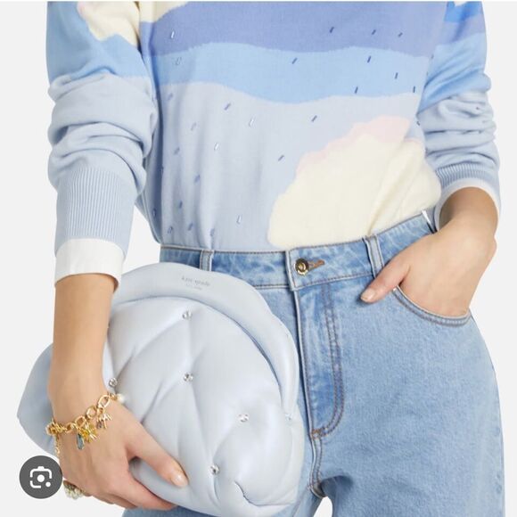 Kate Spade Shade Quilted Cloud Clutch Crossbody Pearlized Leather - Picture 13 of 13